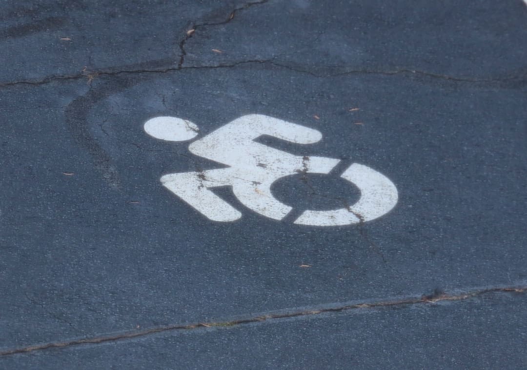 workplace rights — A handicap sign painted on the pavement of a street